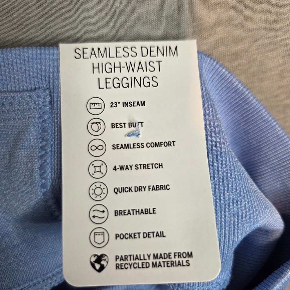 PINK Victoria's Secret Seamless Denim High-Waist Leggings Blue Large Short NWT - Picture 6 of 8